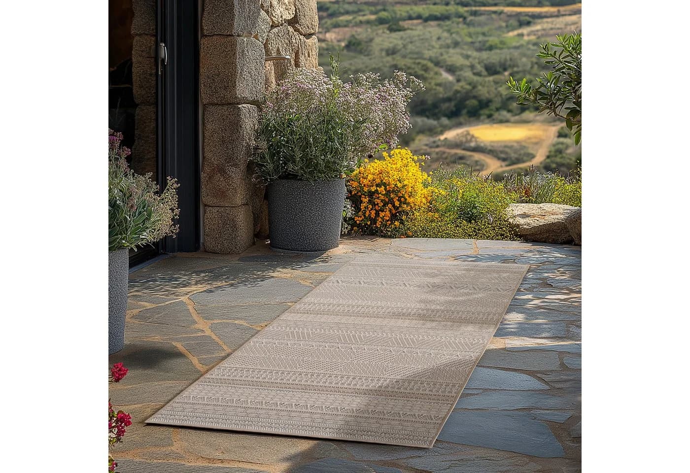 Teppium Outdoor Teppich Beige Polypropylen Wetterfest - Bild 2