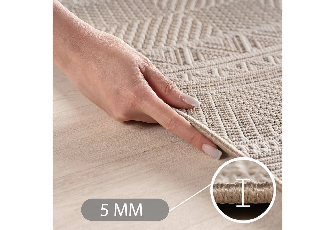 Teppium Outdoor Teppich Beige Polypropylen Wetterfest - Bild 3