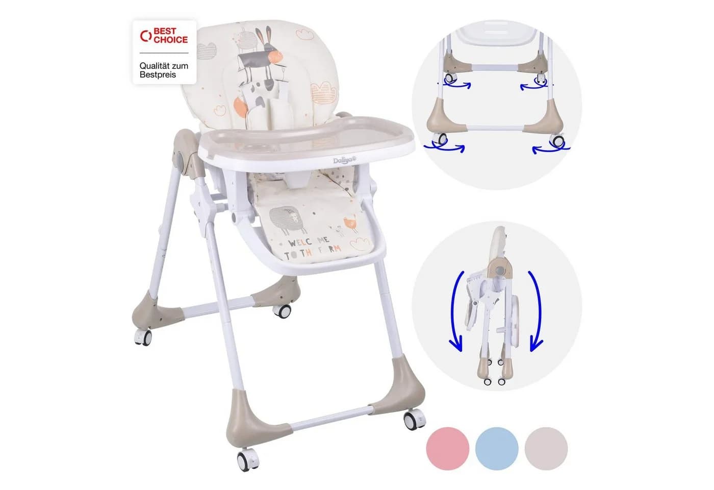 Daliya® SITONMI 3in1 Hochstuhl Beige/Weiß mit Babyliege - Bild 2