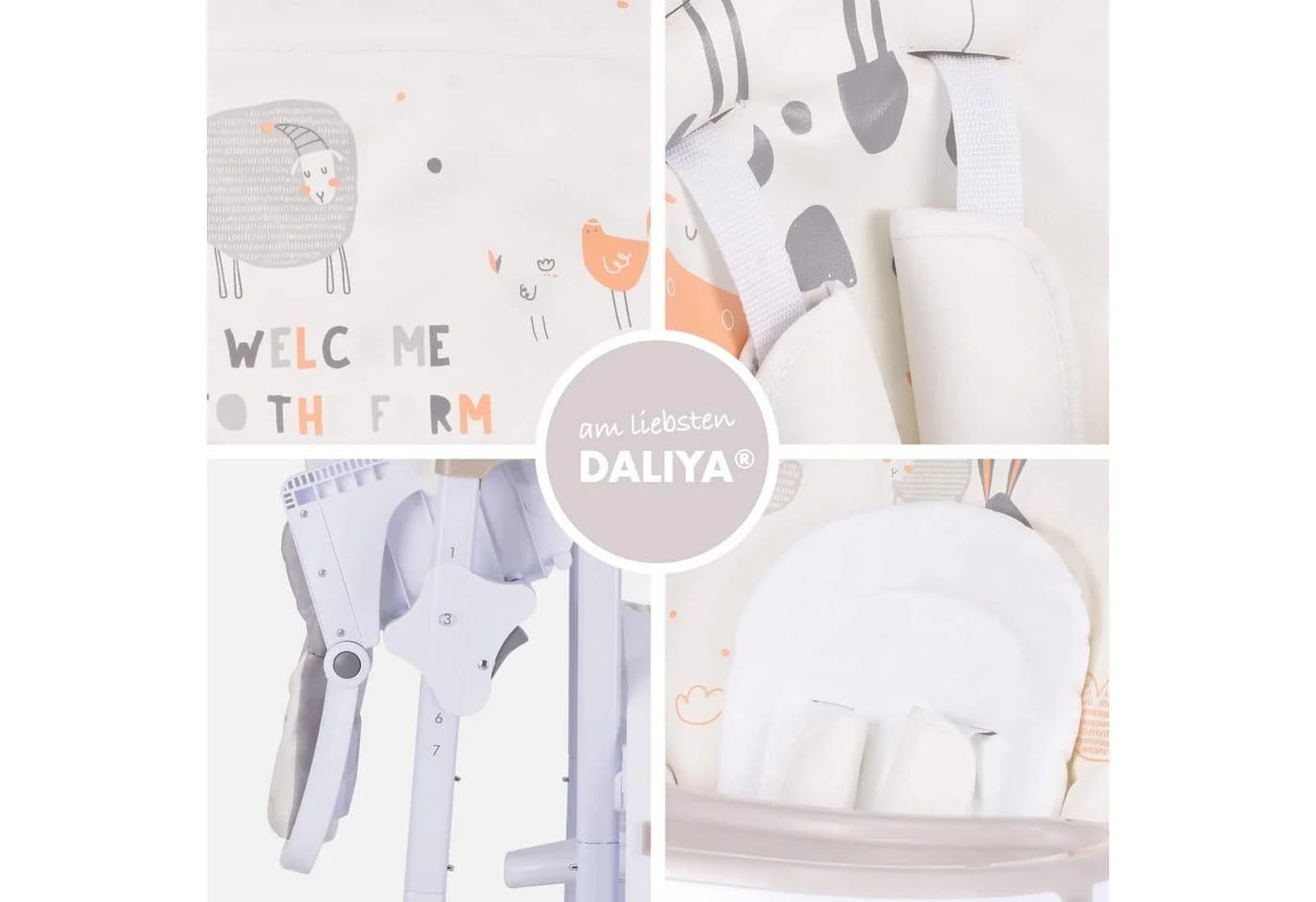 Daliya® SITONMI 3in1 Hochstuhl Beige/Weiß mit Babyliege - Bild 5