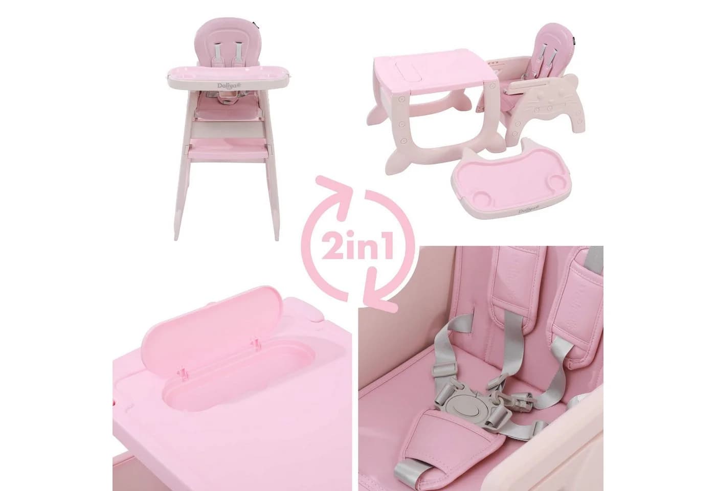 Daliya® Kombihochstuhl MULTIHOK 4in1 Baby- & Kinderhochstuhl, Spieltisch mit Kinderstuhl