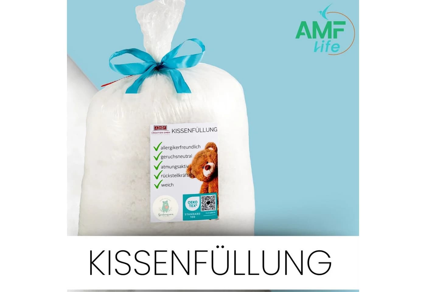AMF Life Kissenfüllung Weiß, waschbar bis 95°C, OEKO-TEX® zertifiziert