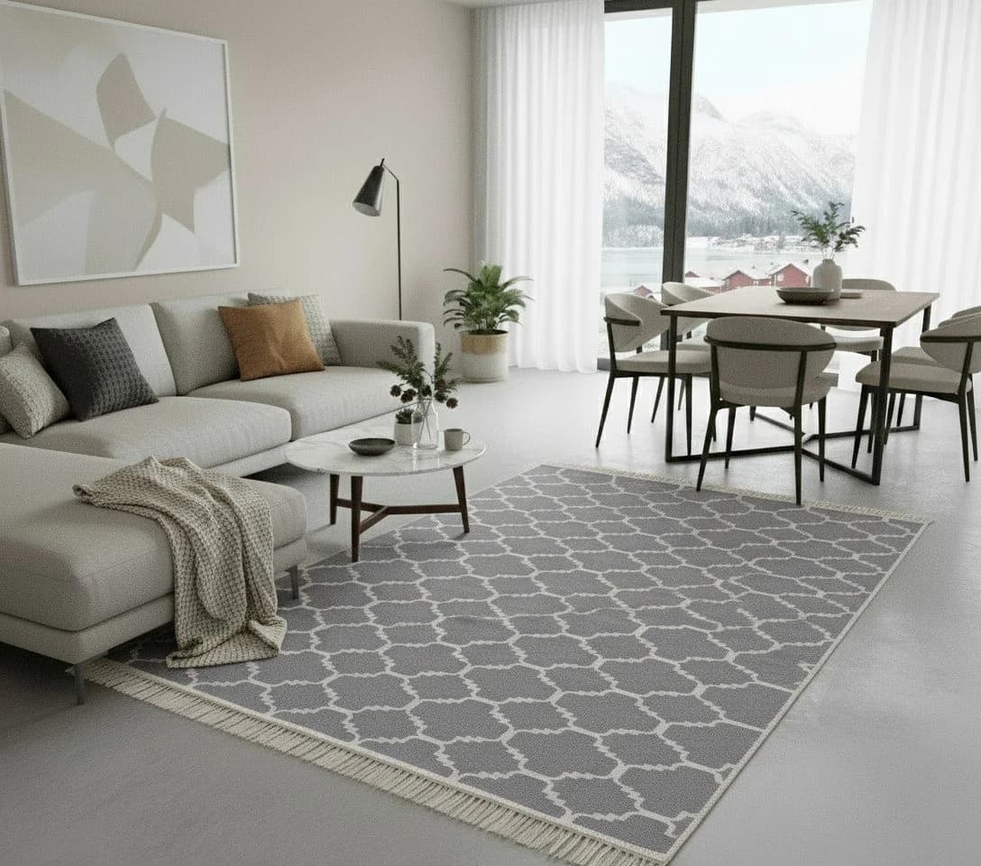 Jimri Wendeteppich Kelim Grau/Weiß Boho Kilim - Bild 2