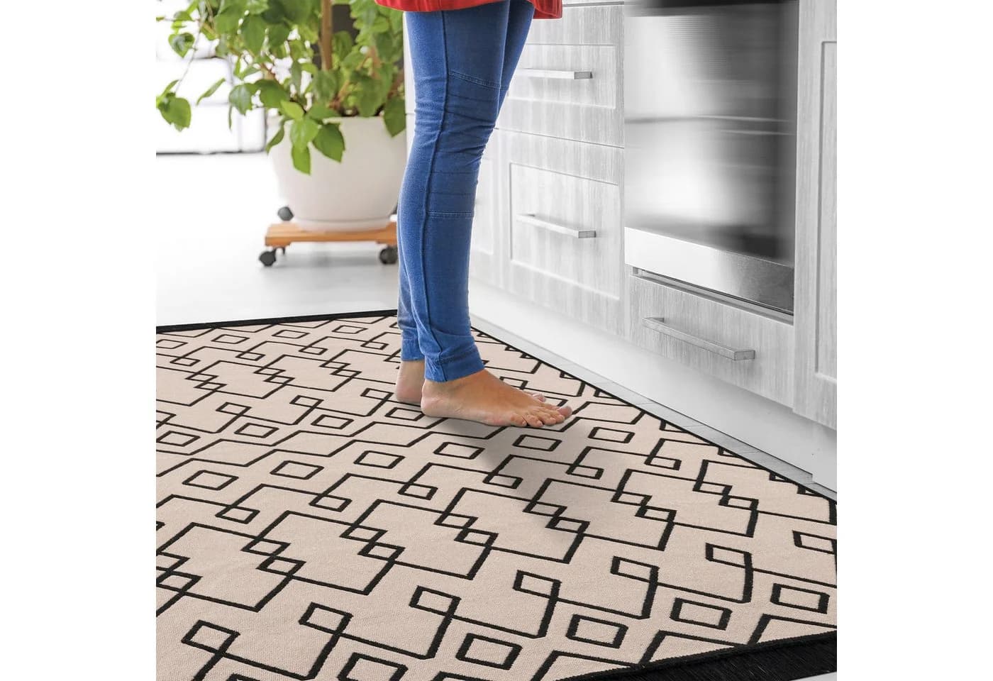 Jimri Teppich Kelim Wendeteppich Schwarz-Beige Boho-Kilim - Bild 2
