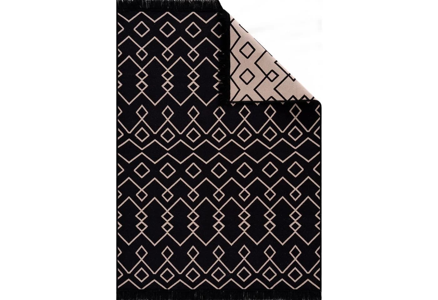 Jimri Teppich Kelim Wendeteppich Schwarz-Beige Boho-Kilim - Bild 3