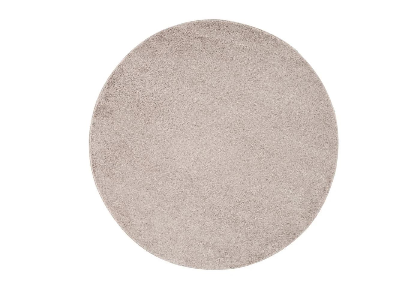 Jimri Teppich Fluffy Beige Kurzflor Läufer Rund Modern