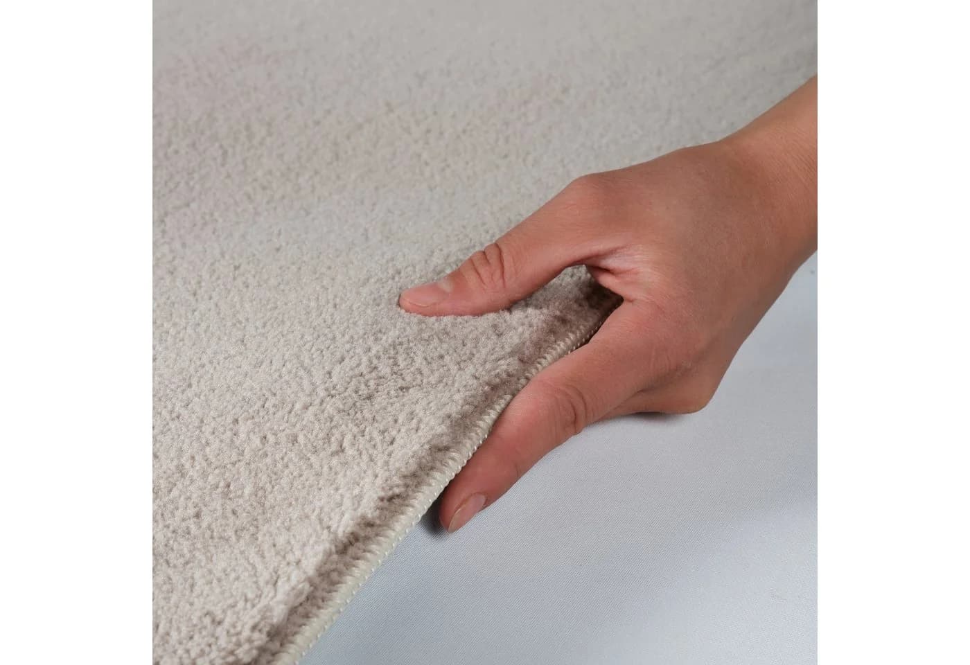 Jimri Teppich Fluffy Beige Kurzflor Läufer Rund Modern - Bild 5