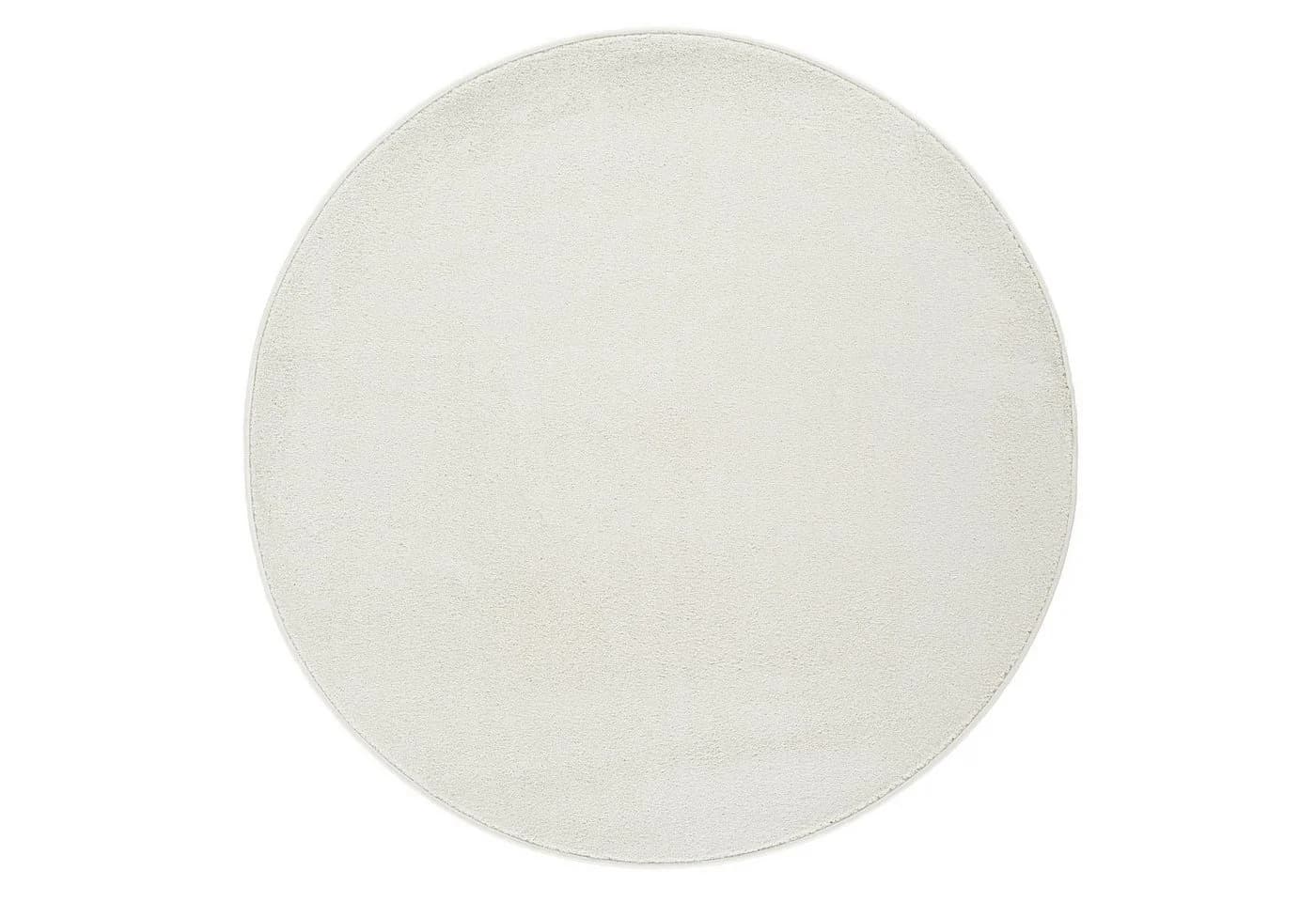 Jimri Teppich Lotus Rund Cream-Weiß Kurzflor Uni