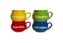 BURI Suppentassen 4er Set Keramik mit Henkel bunt Bild 2