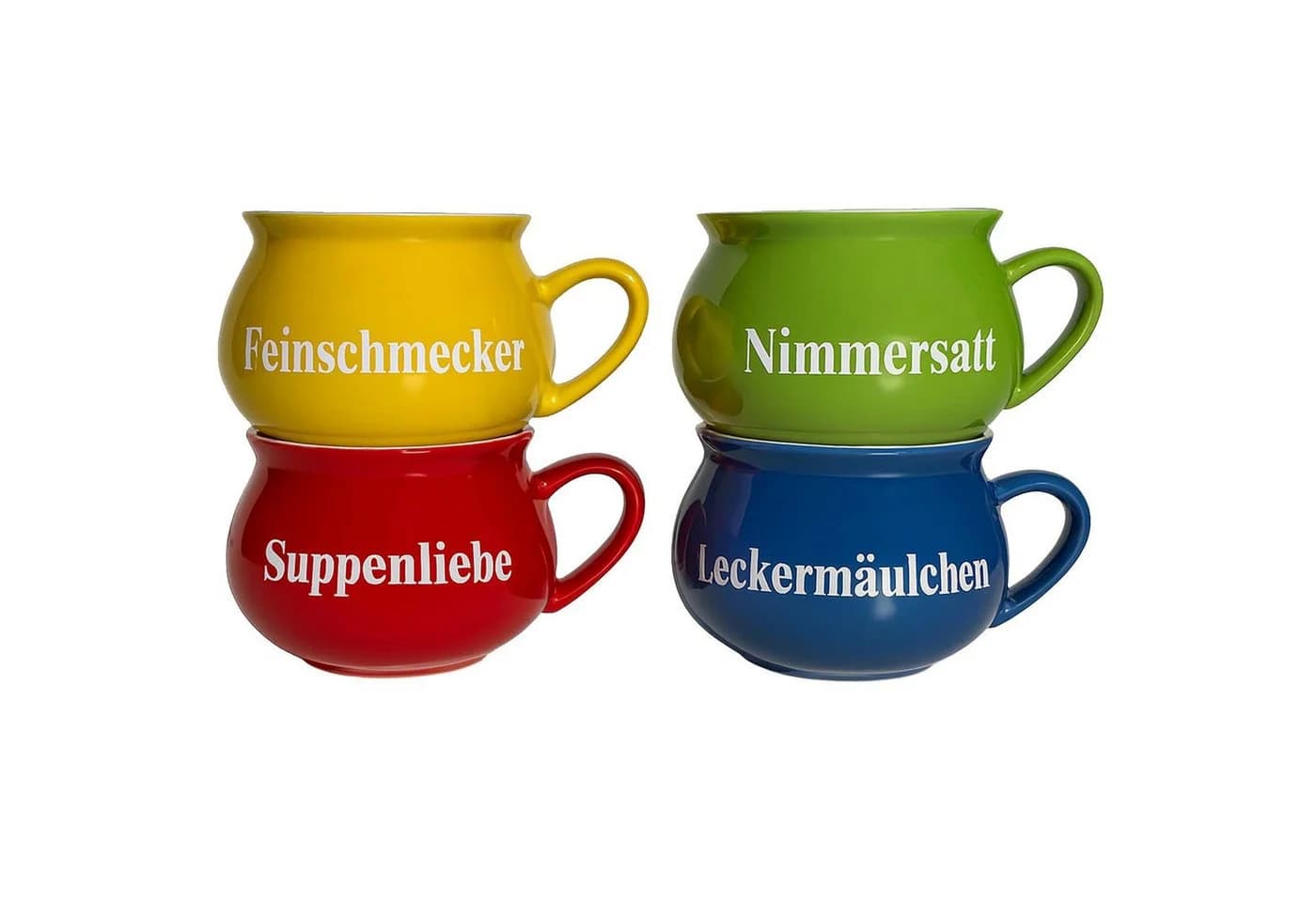 BURI Suppentassen 4er Set Keramik mit Henkel bunt - Bild 2