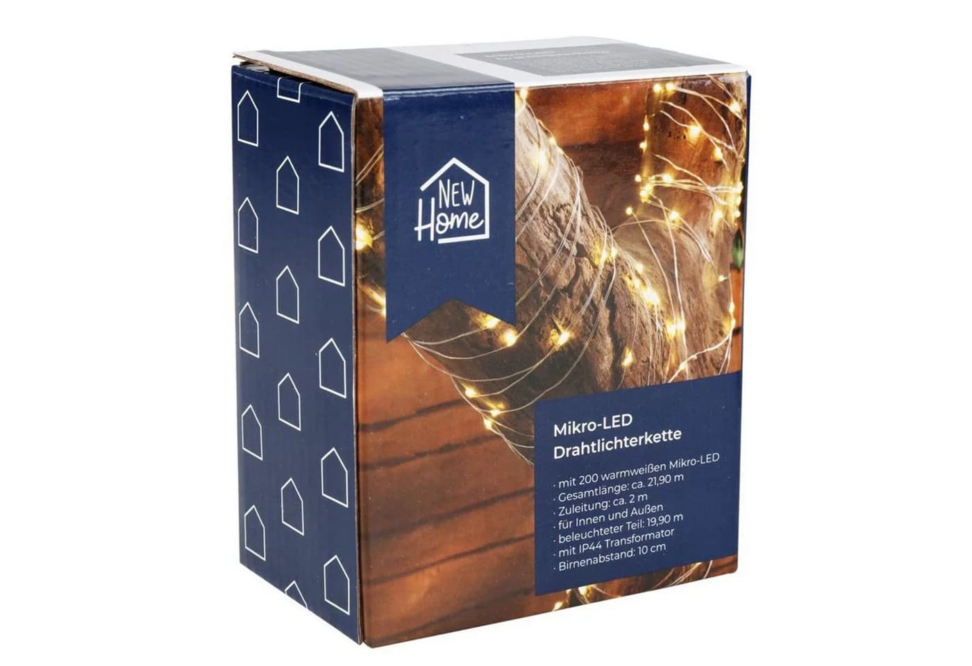 New Home LED-Drahtlichterkette mit Timer 21,9m 200 Micro-LEDs Warmweiß