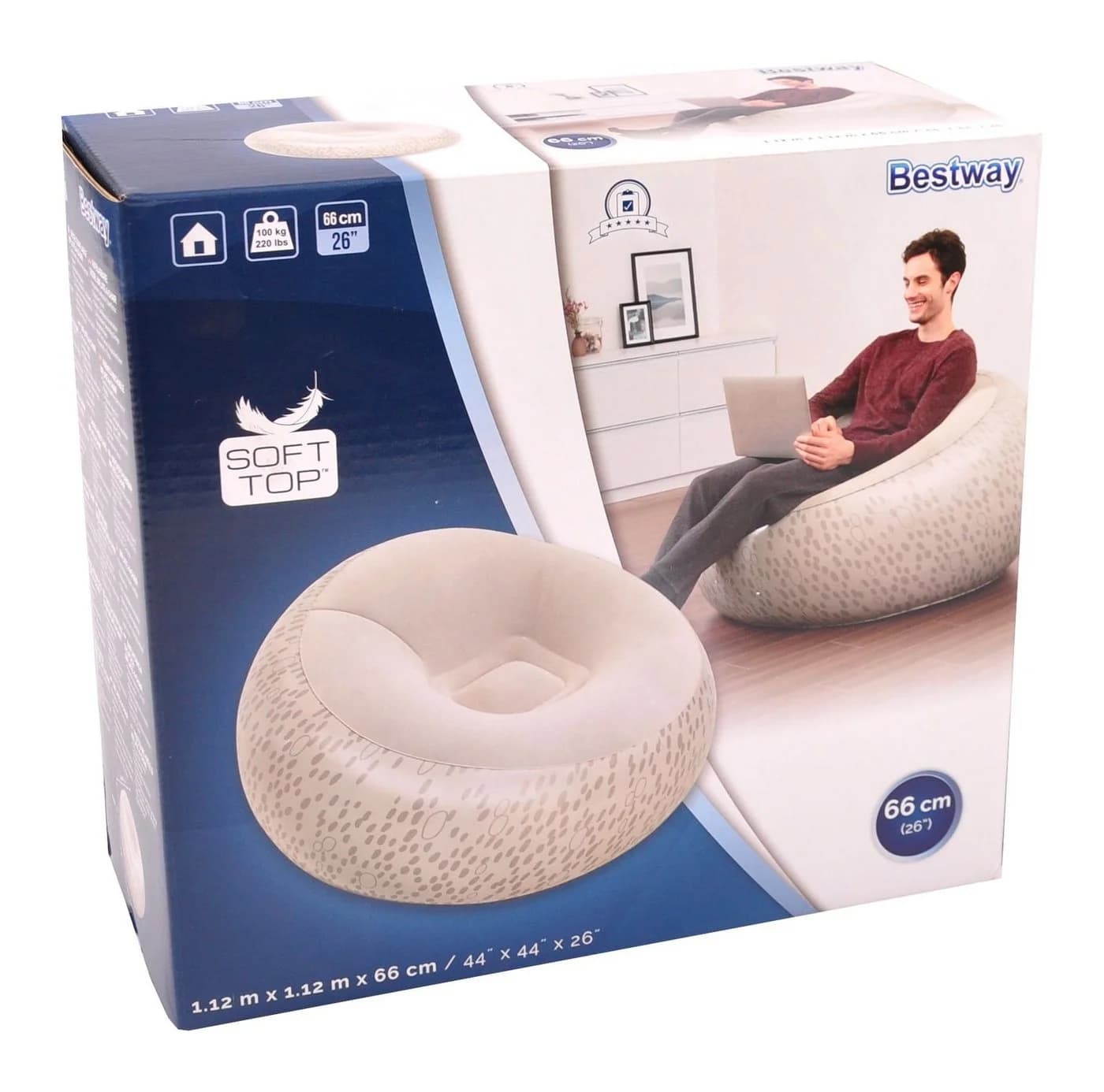 Bestway aufblasbarer Sessel weiß mit beflockter Oberfläche - Bild 2