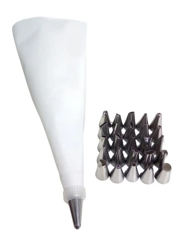 BURI Spritzbeutel-Set mit 26 Edelstahl-Tüllen & Baumwollbeutel - Bild 2