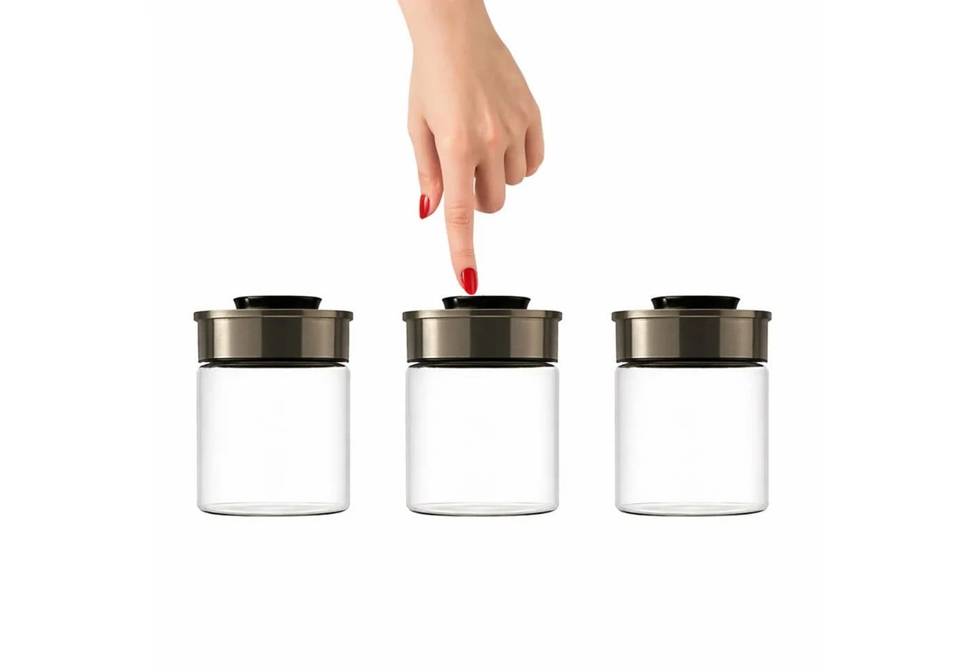 BURI Vorratsglas 3x Vakuum 700ml Glas luftdicht - Bild 2