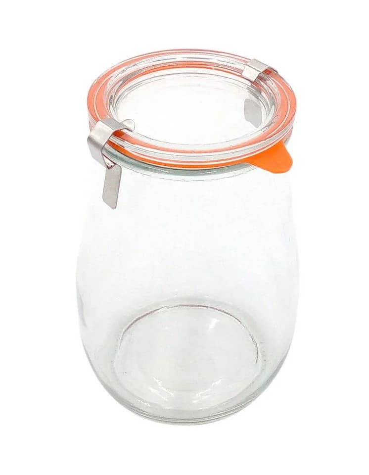 BURI Einmachglas 1L mit Klammern und Gummiring-Dichtung