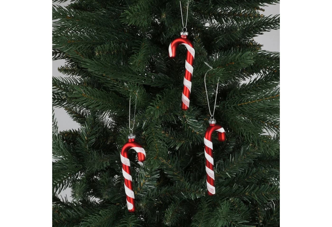 BURI Christbaumschmuck Deko Zuckerstangen 3er-Set aus Glas 12cm - Bild 2