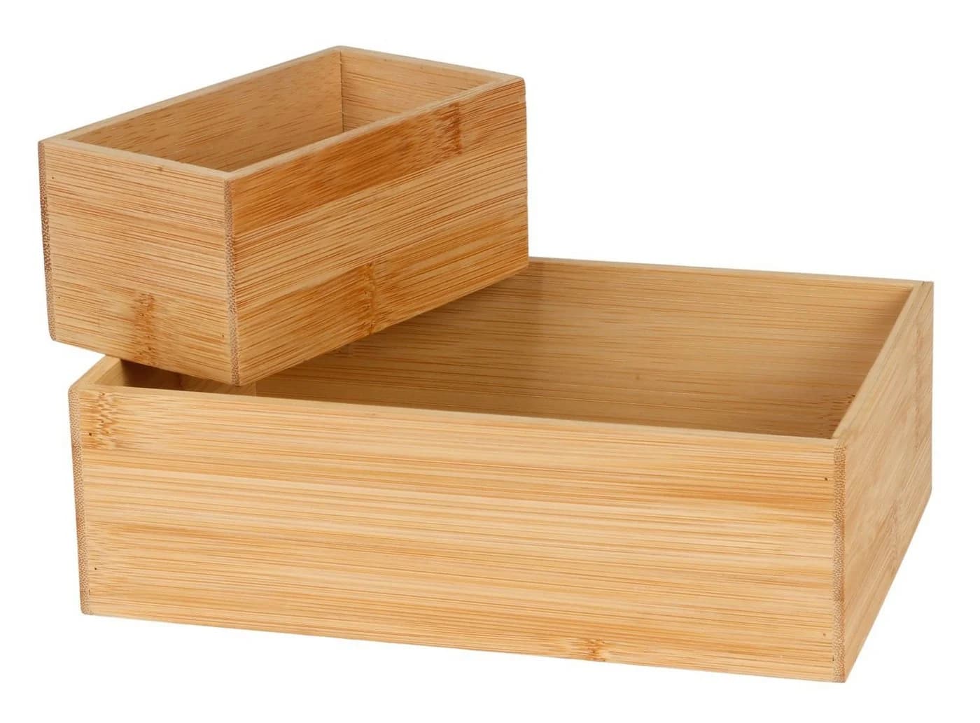 BURI Aufbewahrungsbox Kosmetik Kästchen Bambusholz 2er-Set - Bild 2