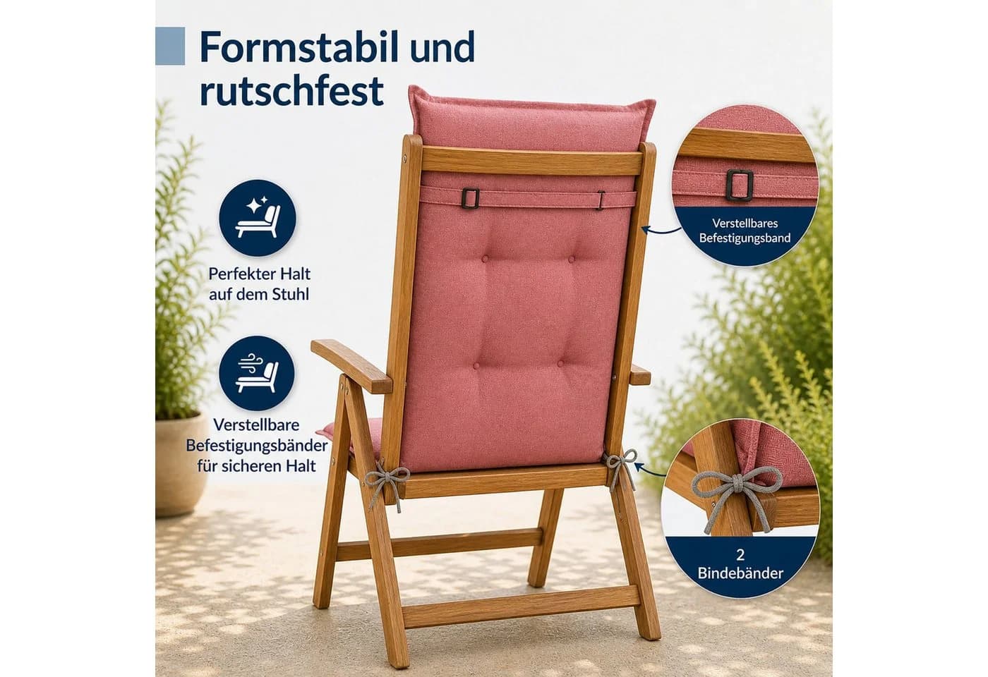BURI Hochlehnerauflage Sitzkissen Polster für Sessel Gartenstuhl Kissen - Bild 4