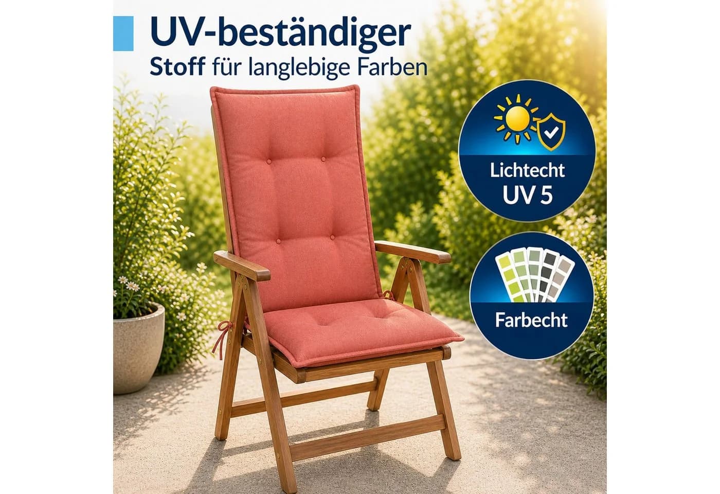BURI Hochlehnerauflage Gartenstuhlauflagen Schaumstofffüllung Terrakotta - Bild 5