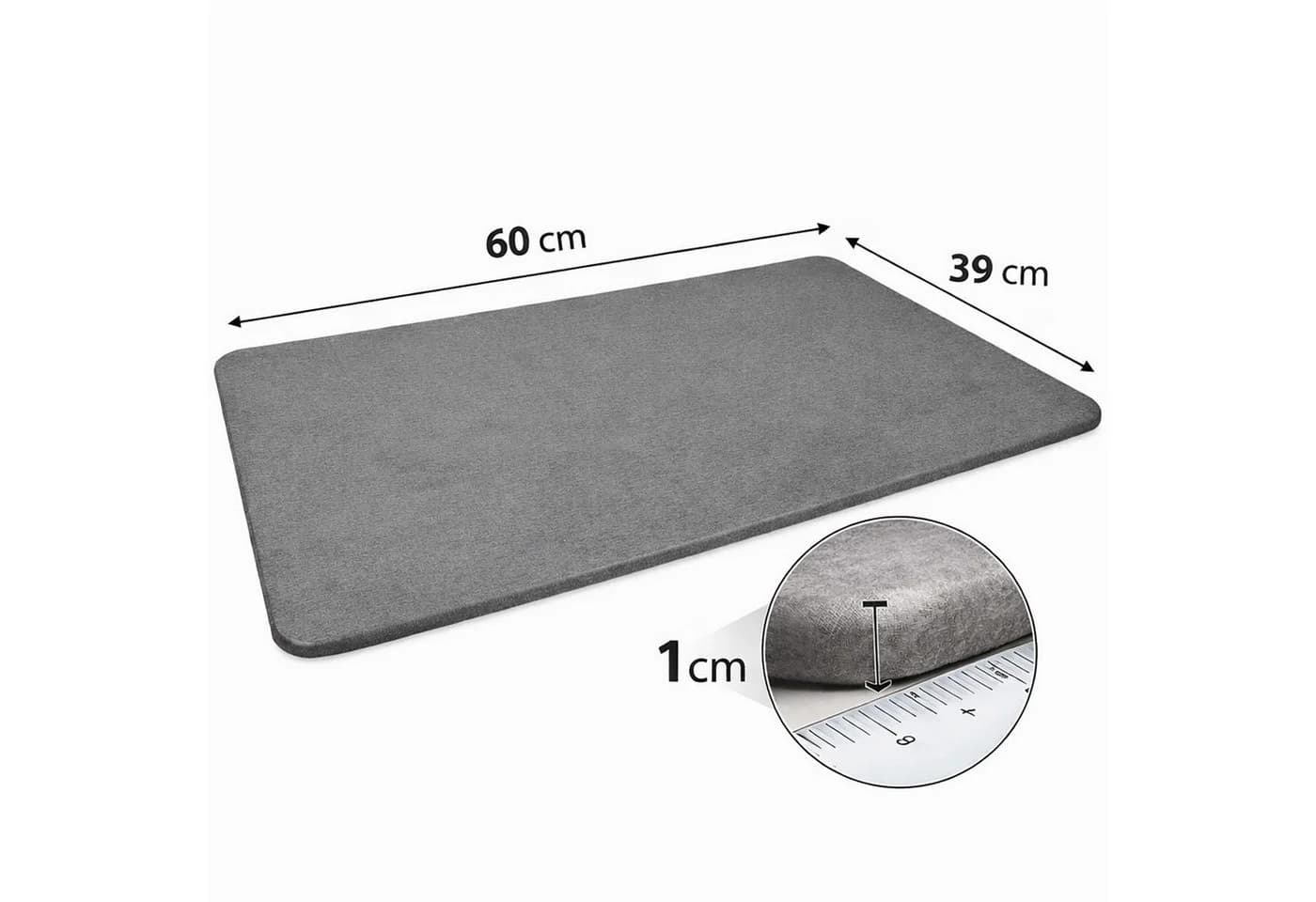 BURI Badematte Kieselgur 60x39cm Naturmaterial Antibakteriell Rutschfest - Bild 4