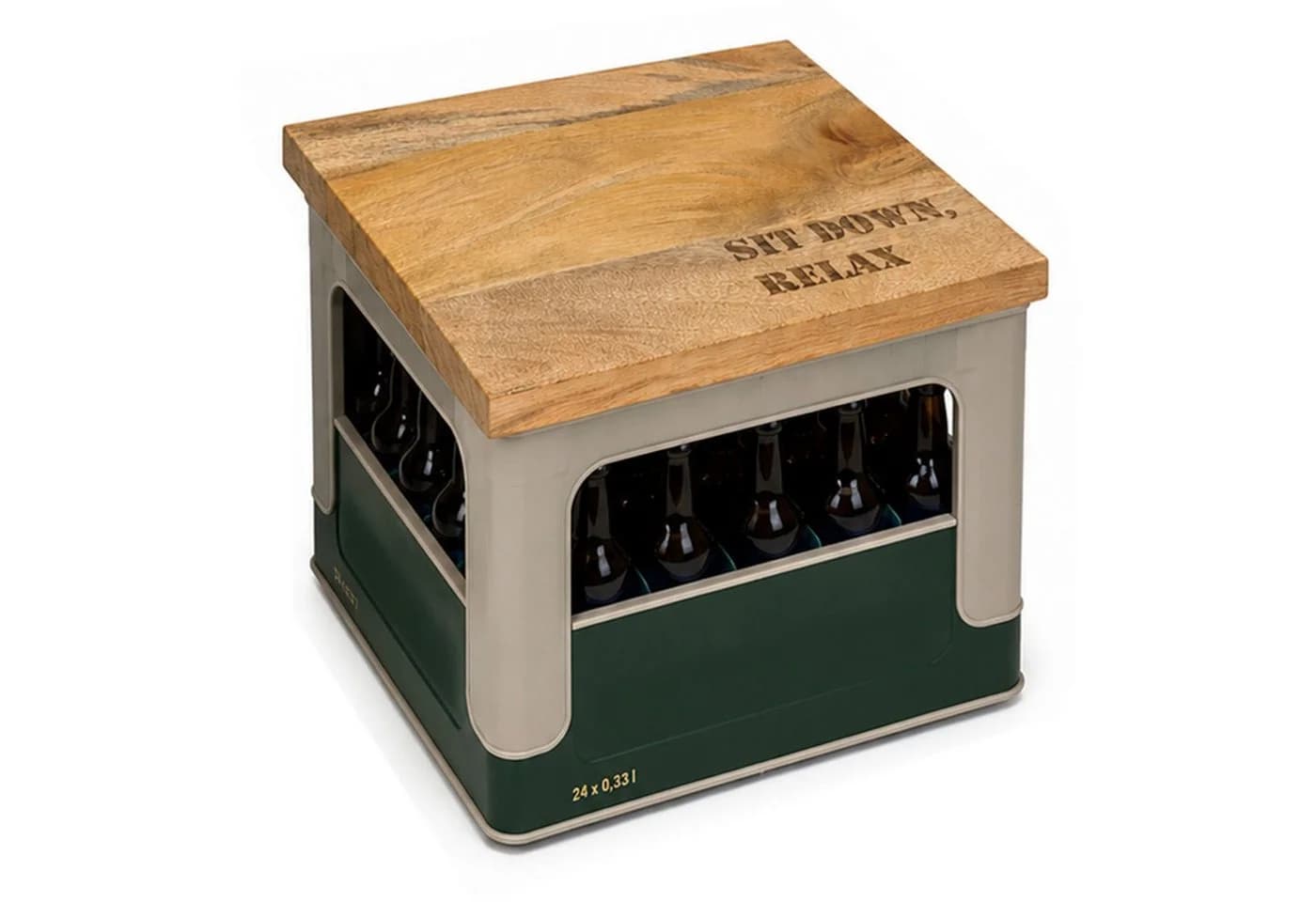 BURI Sitzauflage Bierkastensitz Mangoholz Braun