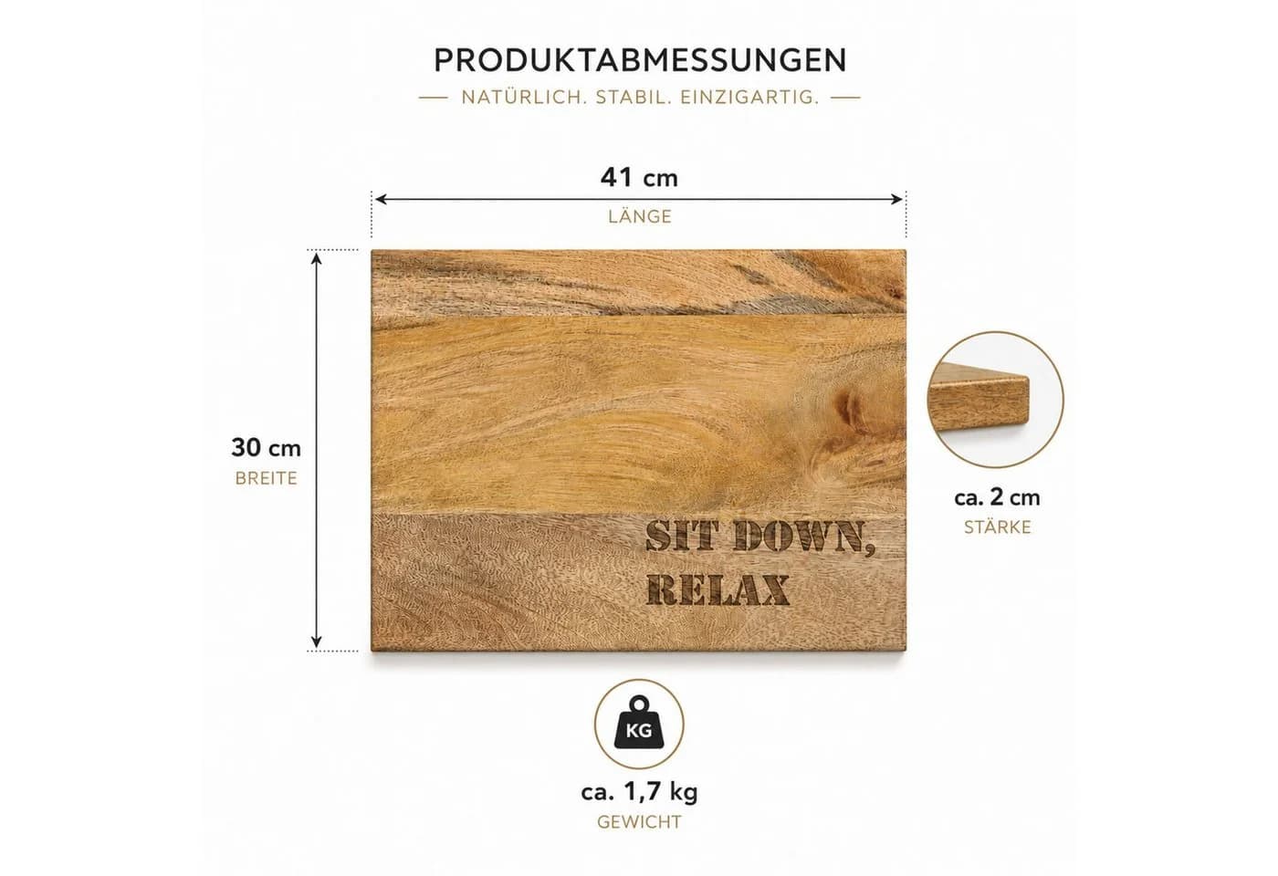 BURI Sitzauflage Bierkastensitz Mangoholz Braun - Bild 5
