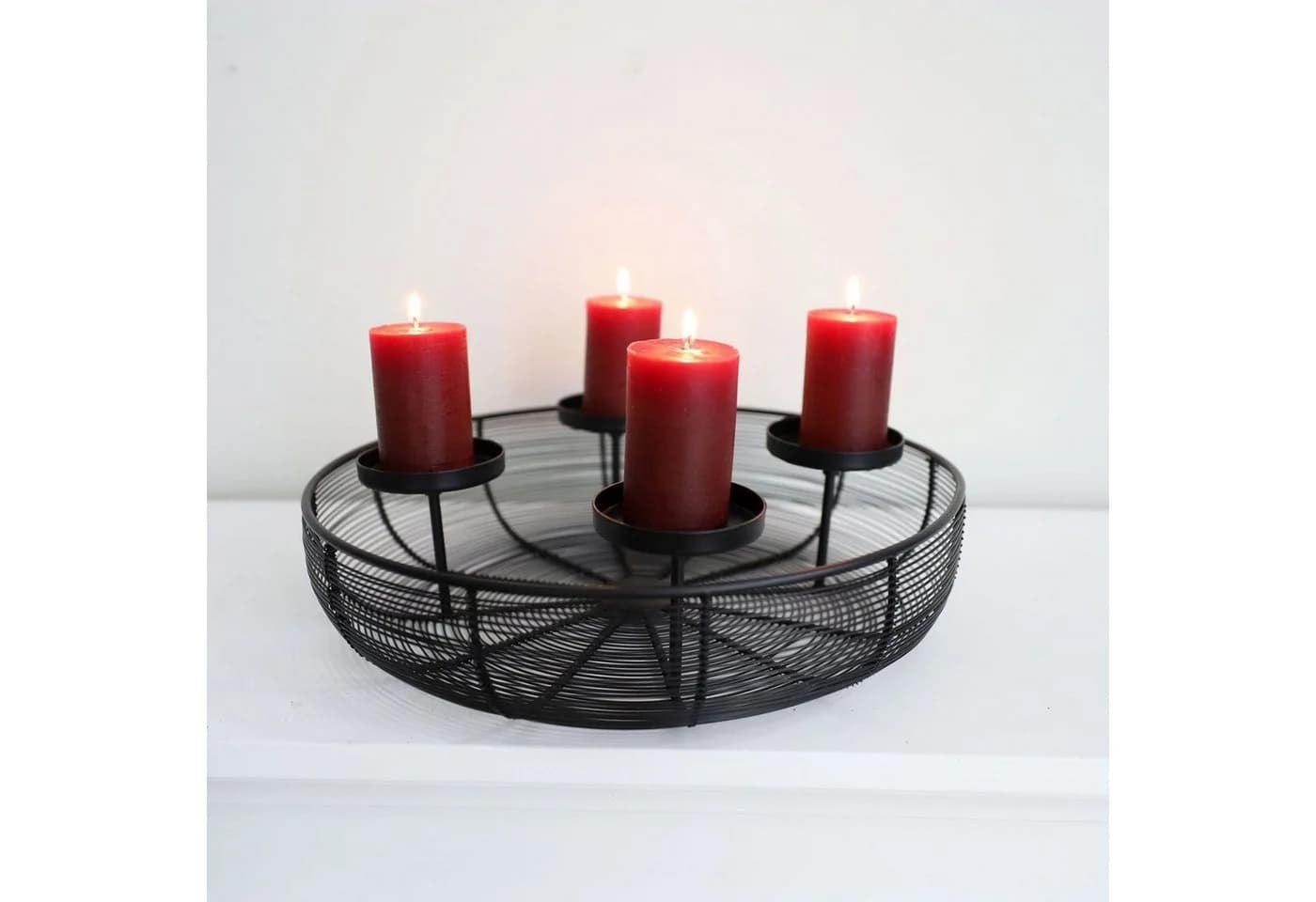 BURI Adventsleuchter Metall-Adventskranz Ø36cm mit Metallschale - Bild 2