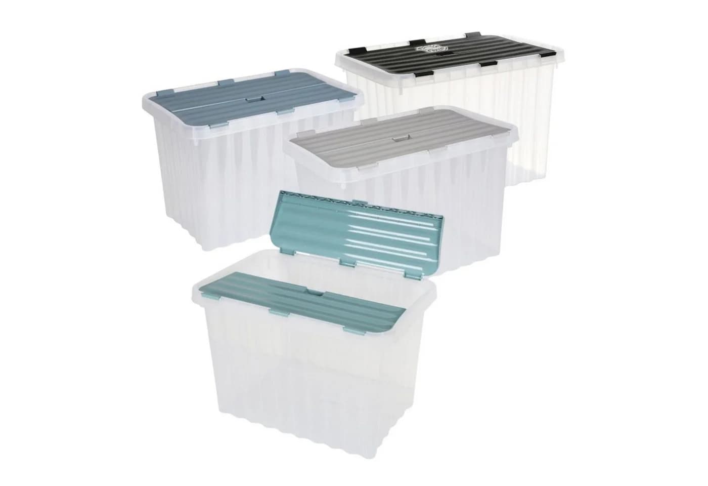 Jelenia Plast Aufbewahrungsbox Wellenbox transparent mit Klappdeckel 88L - Bild 2