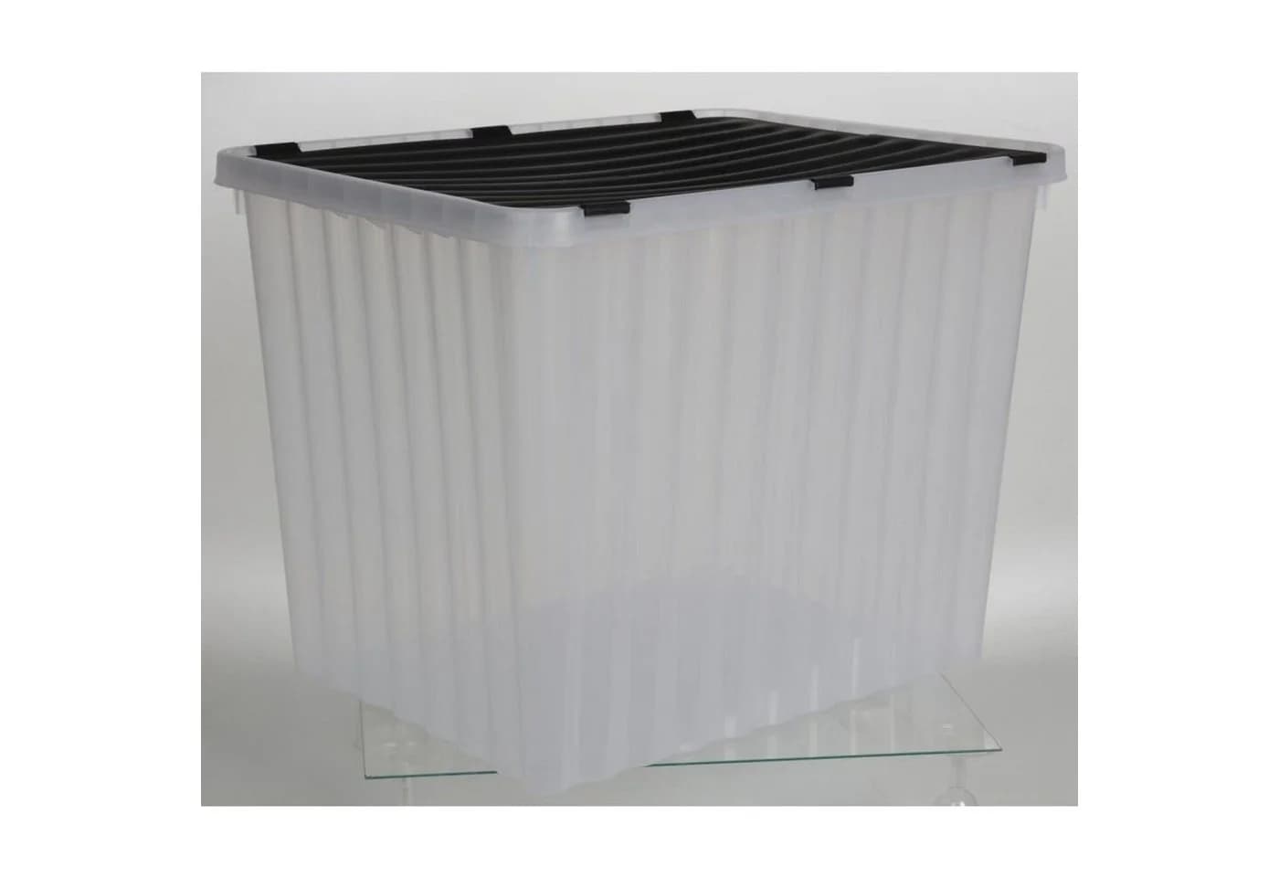 Jelenia Plast Aufbewahrungsbox Wellenbox transparent mit Klappdeckel 88L - Bild 5