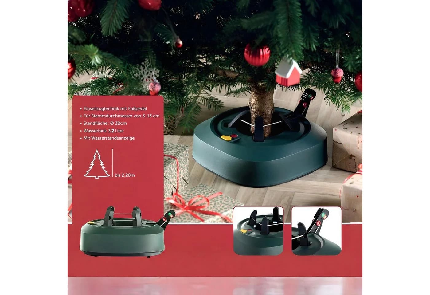 BURI Weihnachtsbaumständer mit Fußpedal & 3,2L Wassertank - Bild 3