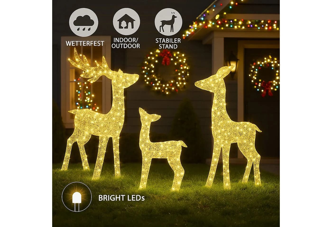 BURI LED-Rentier-Set 3er mit 700 LEDs - Bild 3