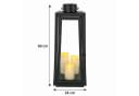 BURI LED Laterne 3 LEDs Timer 60cm Schwarz Metall Kerzenhalter Windlichter Bild 3