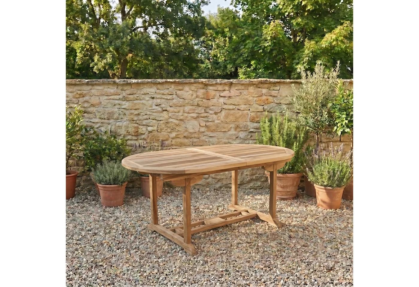 Liadomo Gartentisch Aruba Teak Ausziehtisch Oval Braun - Bild 5