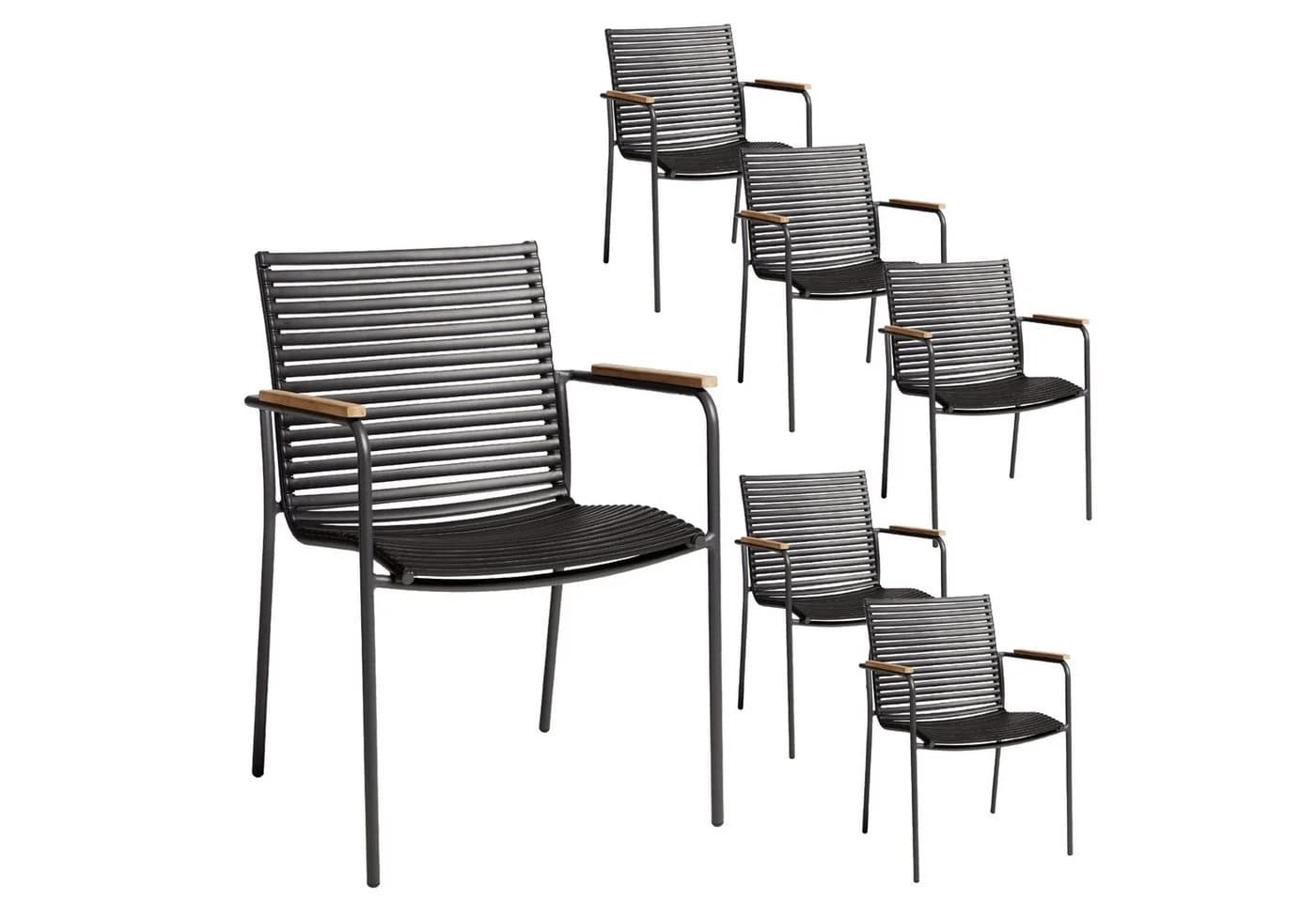 Cinas Gartenstuhl Mood Classic 6er-Set Aluminium Stapelbar Schwarz - Bild 2