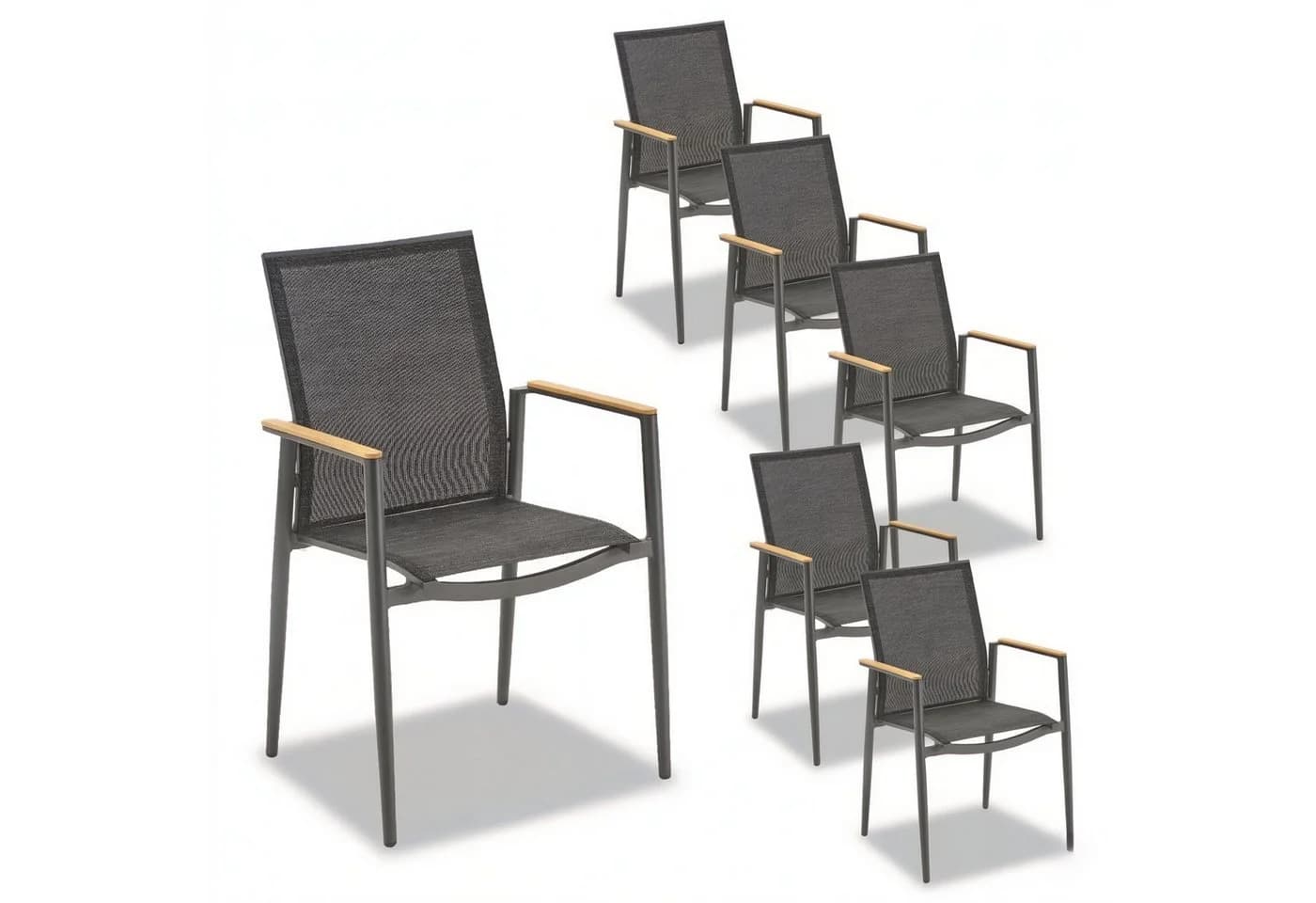 Liadomo Gartenstuhl Mannoli Stapelbar Aluminium Teak Grau - Bild 2