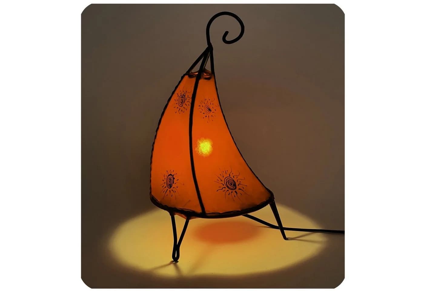 SIMANDRA Stehlampe Tissir Sonne 36 cm Marokkanische Lederlampe Orange