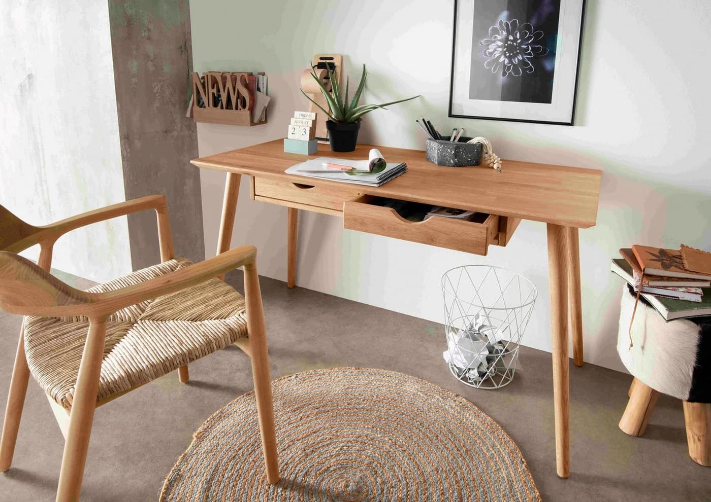 Wohnglücklich Schreibtisch Verona Wildeiche Massivholz - Bild 2