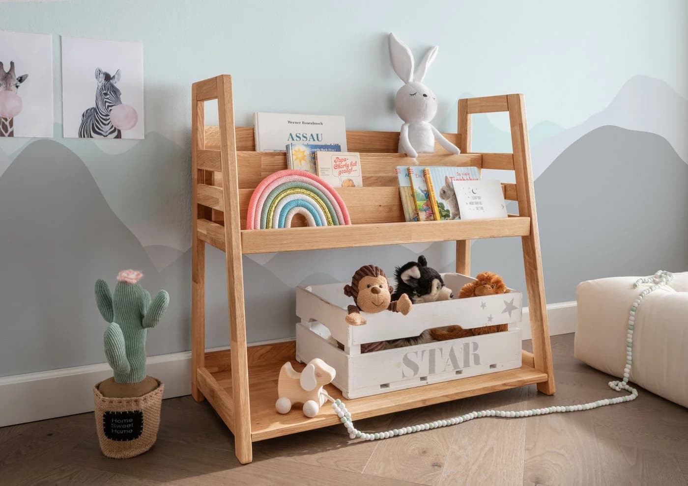 Wohnglücklich Kinderregal Montessori Wildeiche Massivholz