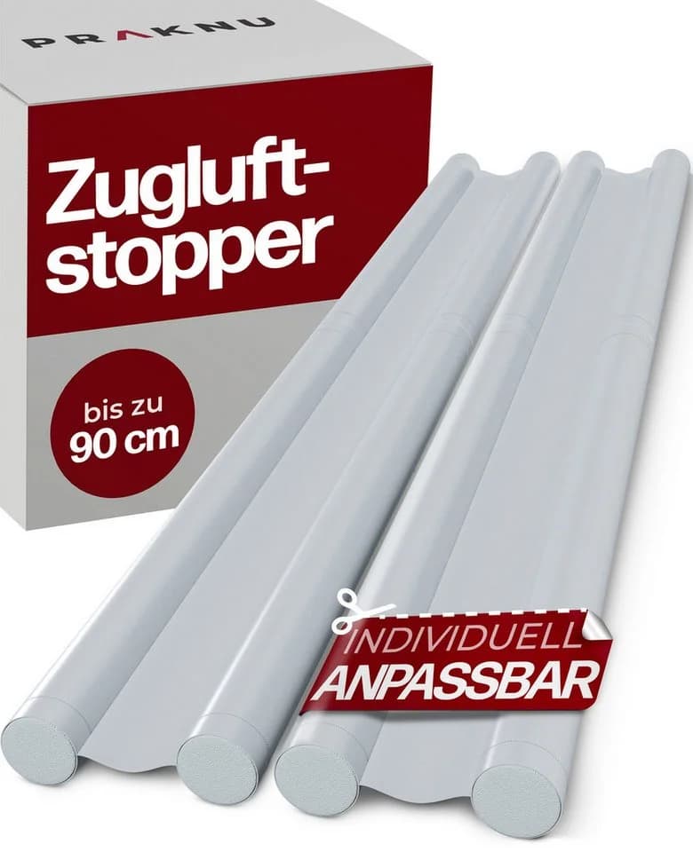 Praknu Zugluftstopper 2-tlg. Weiß - Zuschneidbar & Einfach Montierbar - Bild 2