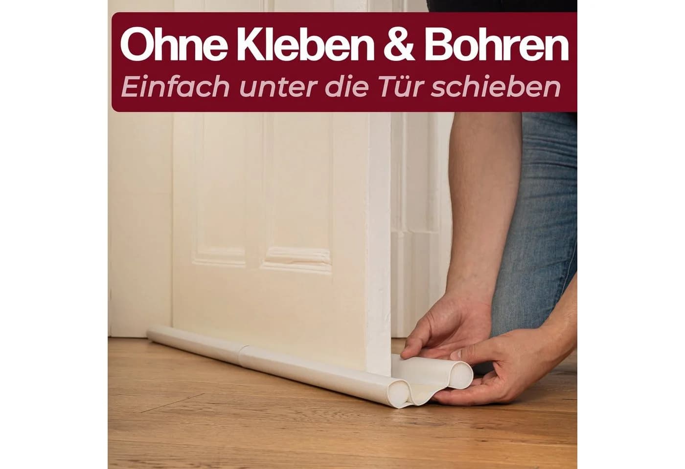 Praknu Zugluftstopper 2-tlg. Weiß - Zuschneidbar & Einfach Montierbar - Bild 5