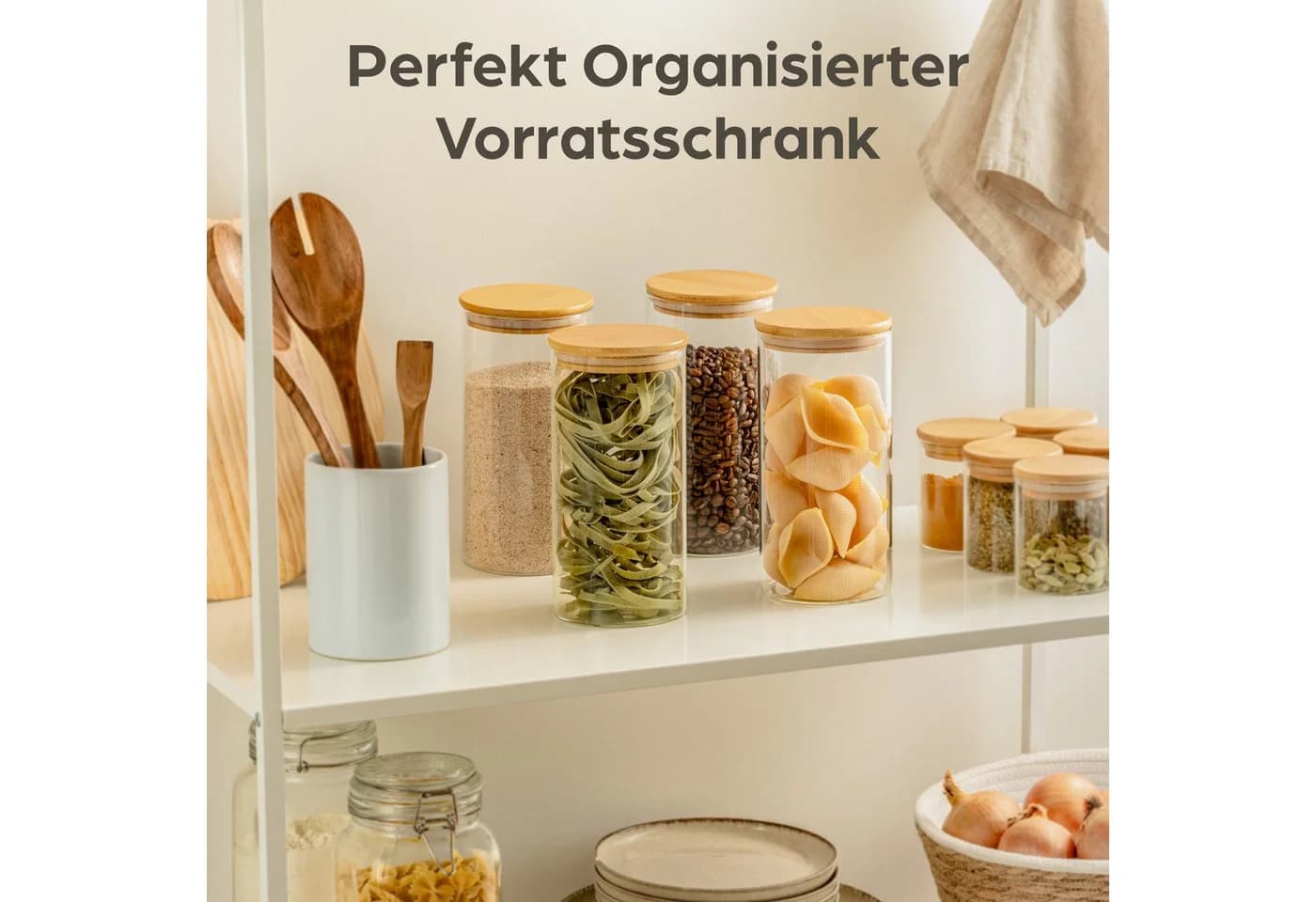 Praknu Vorratsglas-Set 4-tlg. Glas mit Bambusdeckel transparent - Bild 4
