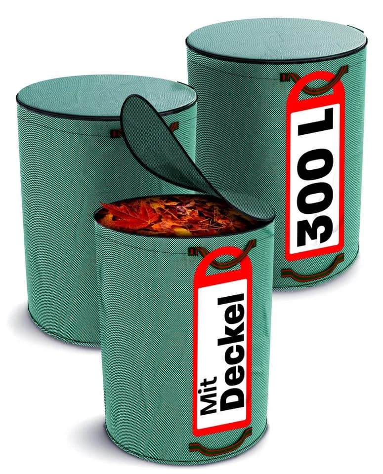 Praknu Gartenabfallsack 300L 3er Set mit Deckel Grün PP - Bild 2
