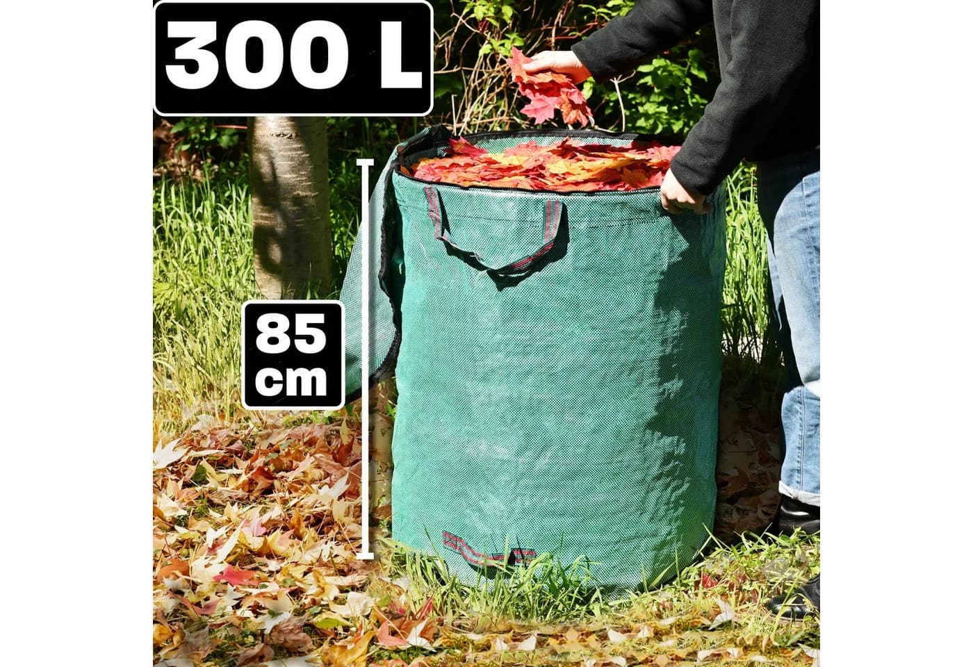 Praknu Gartenabfallsack 300L 3er Set mit Deckel Grün PP - Bild 4