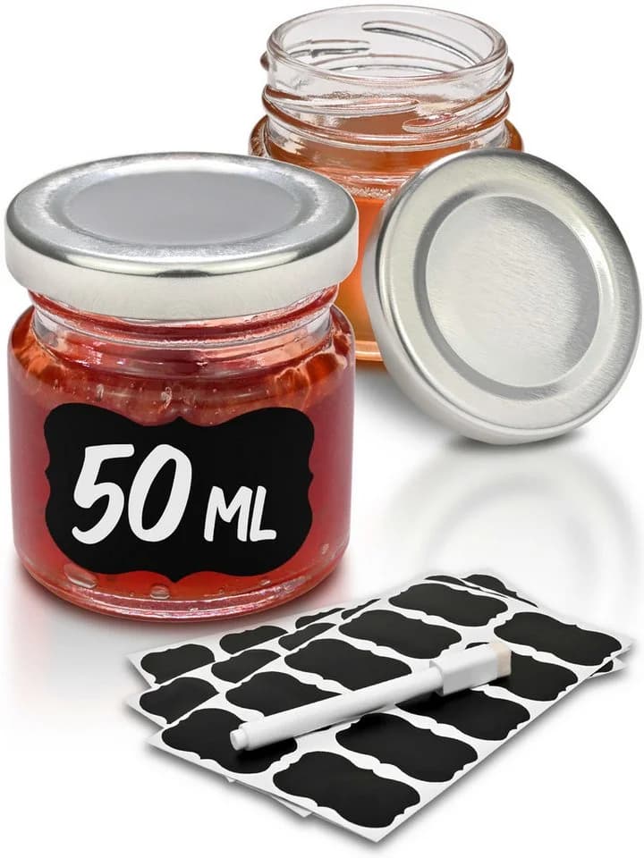Praknu Einmachglas Set 24x 50ml mit Deckel & Etiketten - Bild 2