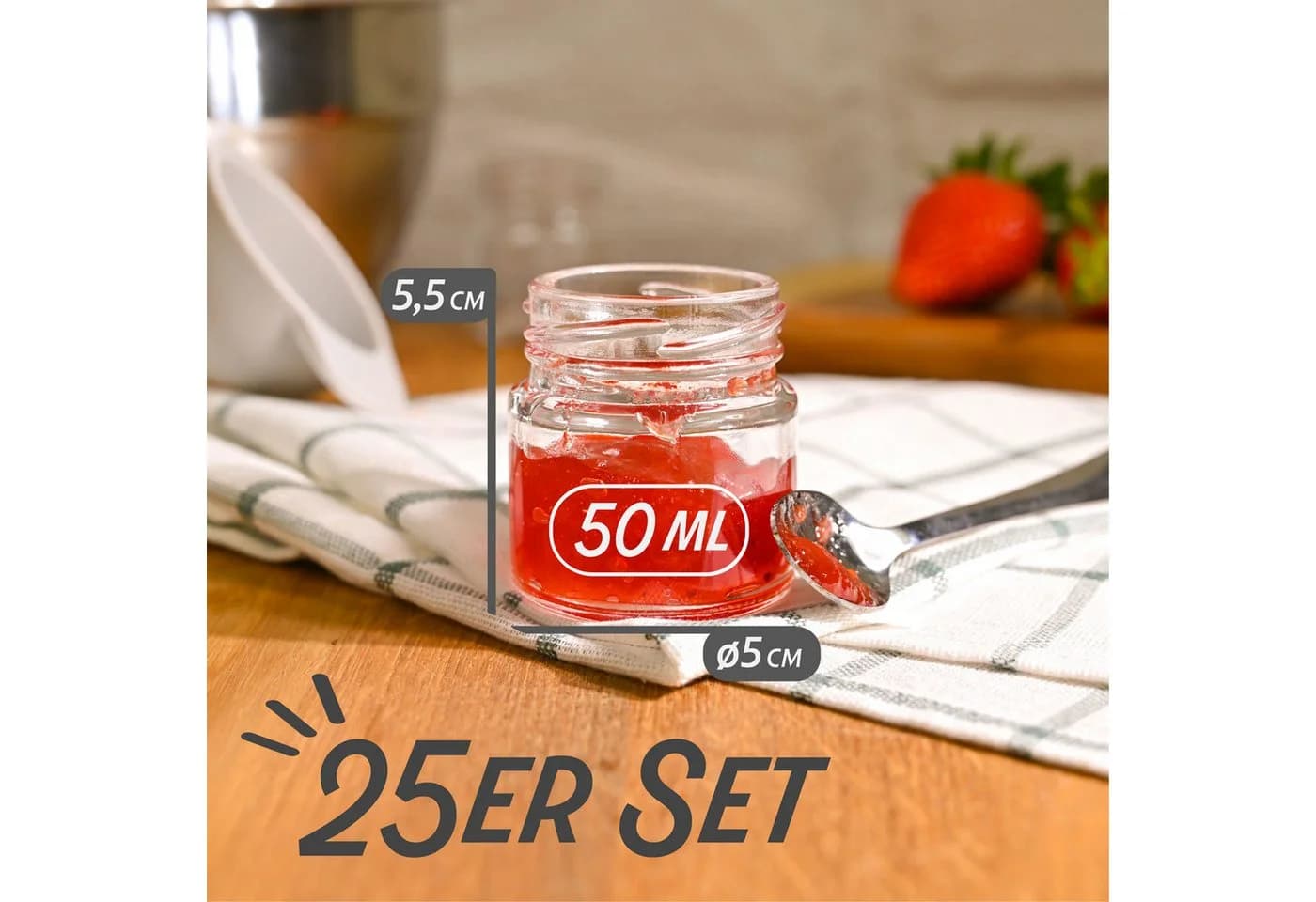Praknu Einmachglas Set 24x 50ml mit Deckel & Etiketten - Bild 3