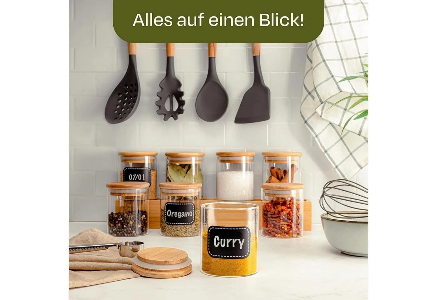Praknu Vorratsglas 8er Set 250ml Glas Holzdeckel Luftdicht - Bild 3
