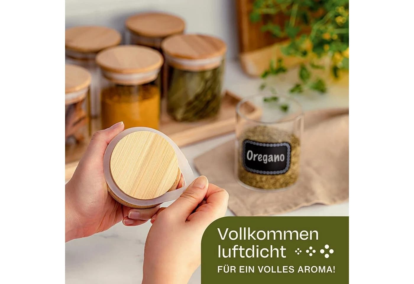 Praknu Vorratsglas 8er Set 250ml Glas Holzdeckel Luftdicht - Bild 5