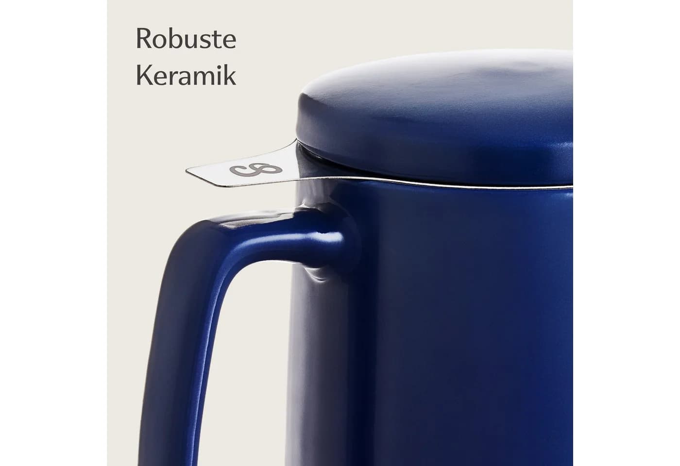 Cosumy Teeglas mit Sieb und Deckel Dunkelblau Keramik 500ml - Bild 4