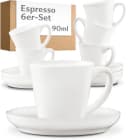 Cosumy Espressotassen Set 6er mit Untertassen Weiß Keramik 70ml Bild 2