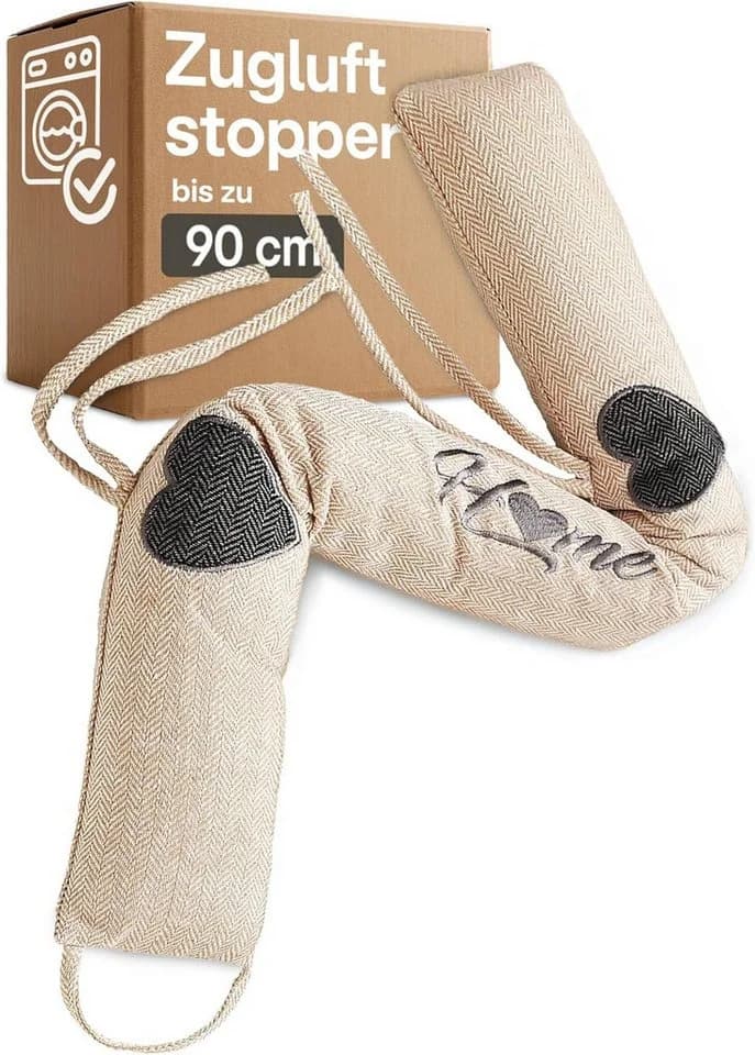 Praknu Zugluftstopper 90cm Beige Waschbar Extra Schwer - Bild 2